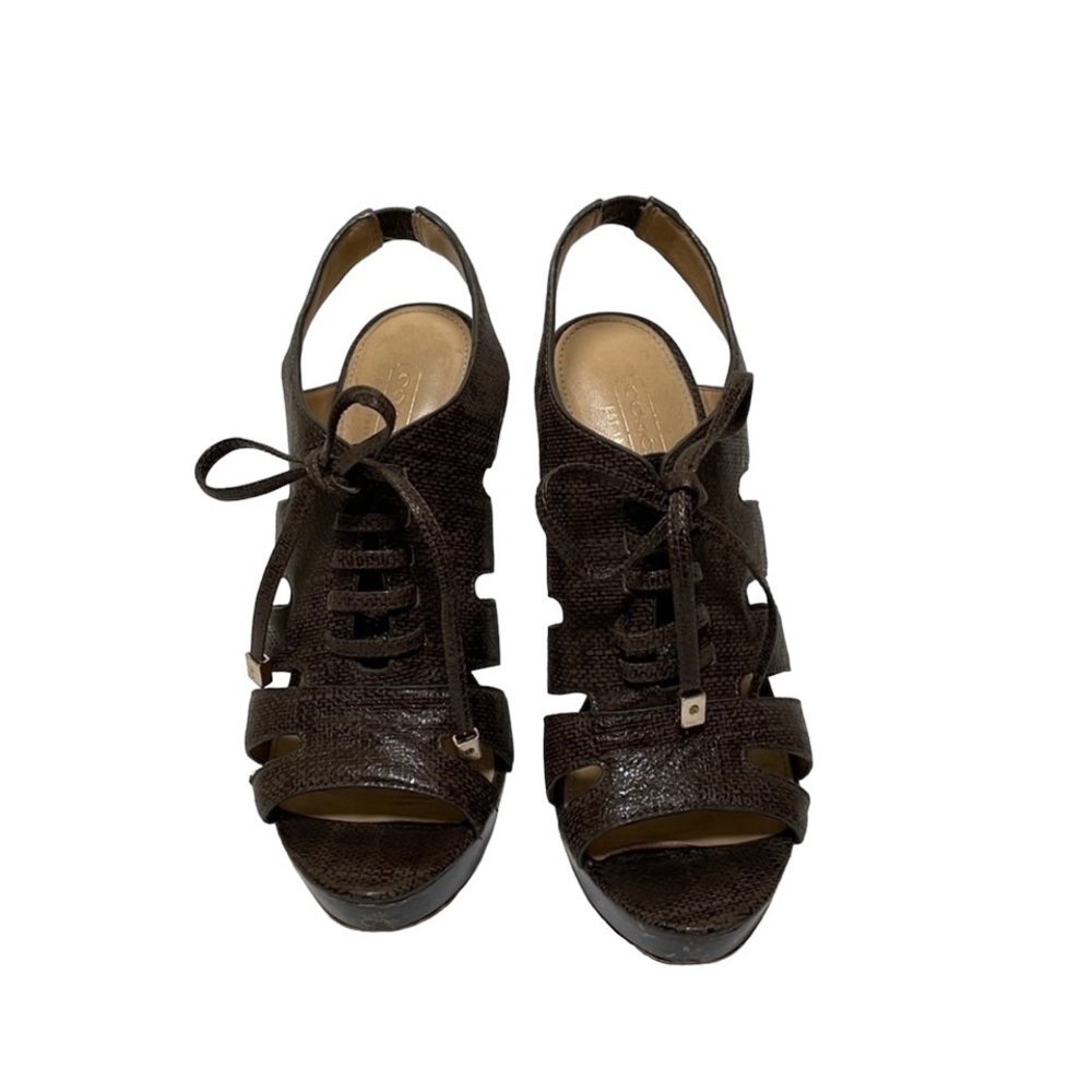 Coach Moreen Metallic Caged Lace Up Slingback Size 6.5 - Picture 2 of 9